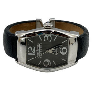 Joan Rivers Classics V377 Watch Leather Bangle Wristwatch Silver Tone Working